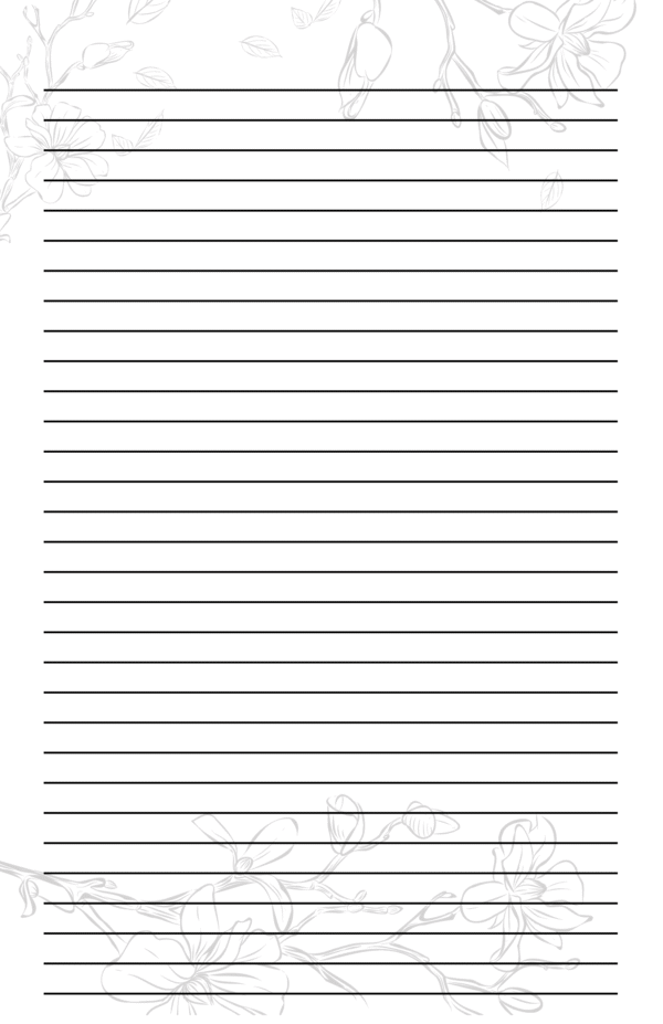 Lined Stationery 5.5x8.5 Blossom Line Art