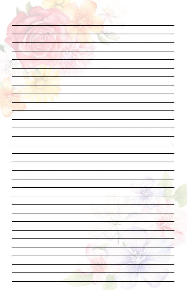 Lined Stationery 5.5x8.5 Spring Floral No87