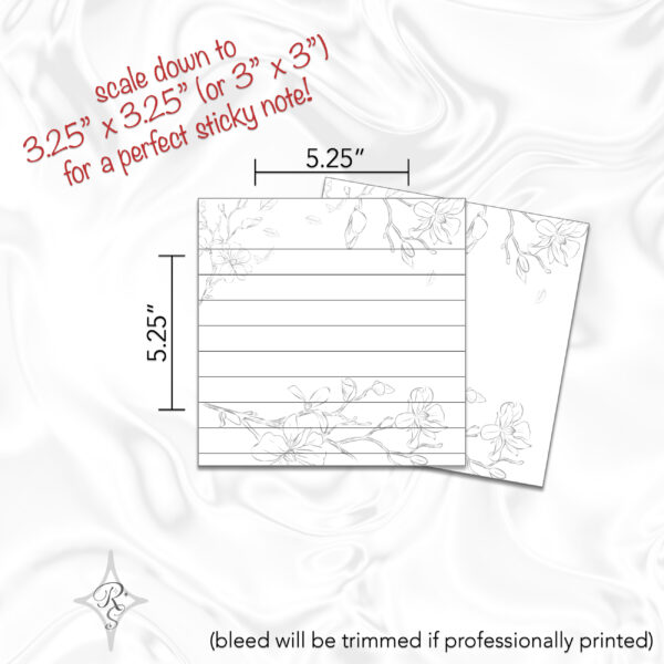 Printable Stationery Card Digital Download 5x5 5x7 7x5 6x4 4x6 8.5x11 {Blossom Line Art} on Etsy - Image 3