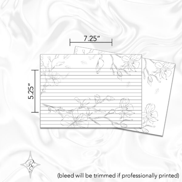 Printable Stationery Card Digital Download 5x5 5x7 7x5 6x4 4x6 8.5x11 {Blossom Line Art} on Etsy - Image 5