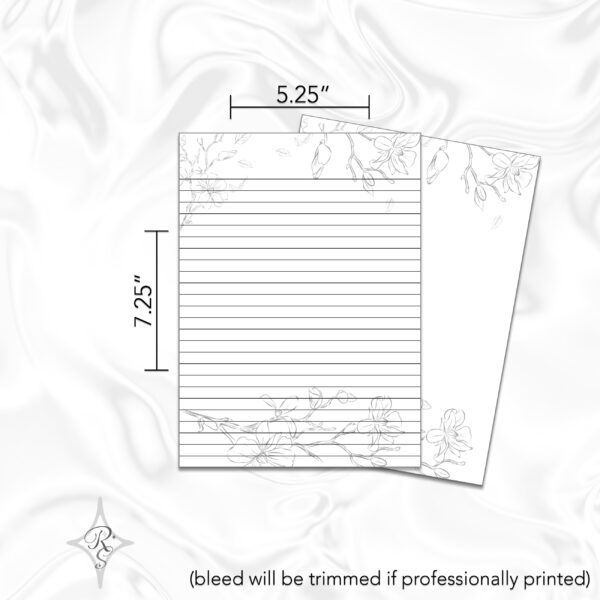 Printable Stationery Card Digital Download 5x5 5x7 7x5 6x4 4x6 8.5x11 {Blossom Line Art} on Etsy - Image 4