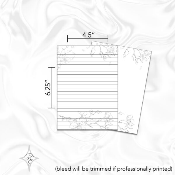 Printable Stationery Card Digital Download 5x5 5x7 7x5 6x4 4x6 8.5x11 {Blossom Line Art} on Etsy - Image 7