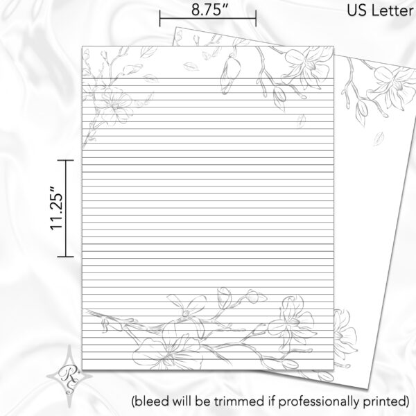 Printable Stationery Card Digital Download 5x5 5x7 7x5 6x4 4x6 8.5x11 {Blossom Line Art} on Etsy - Image 8