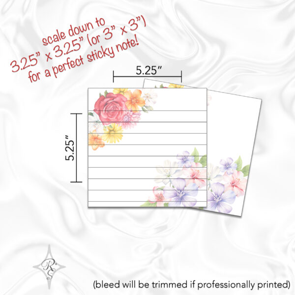 Printable Stationery Card Digital Download 5x5 5x7 7x5 6x4 4x6 8.5x11 {Spring Floral No87} on Etsy - Image 3