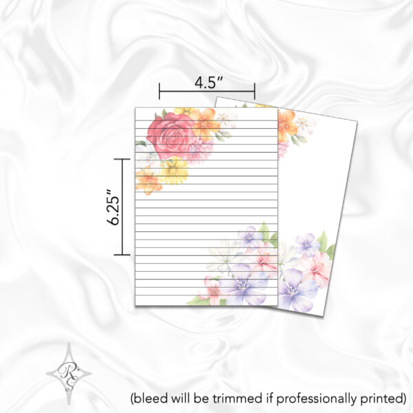 Printable Stationery Card Digital Download 5x5 5x7 7x5 6x4 4x6 8.5x11 {Spring Floral No87} on Etsy - Image 7