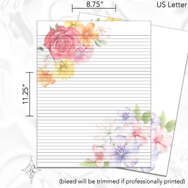 Printable Stationery Card Digital Download 5x5 5x7 7x5 6x4 4x6 8.5x11 {Spring Floral No87} on Etsy - Image 8