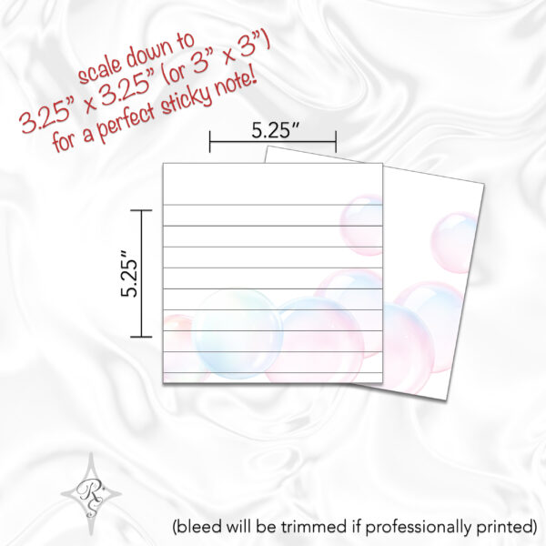 Printable Stationery Card Digital Download 5x5 5x7 7x5 6x4 4x6 8.5x11 {Bubbles} on Etsy - Image 3