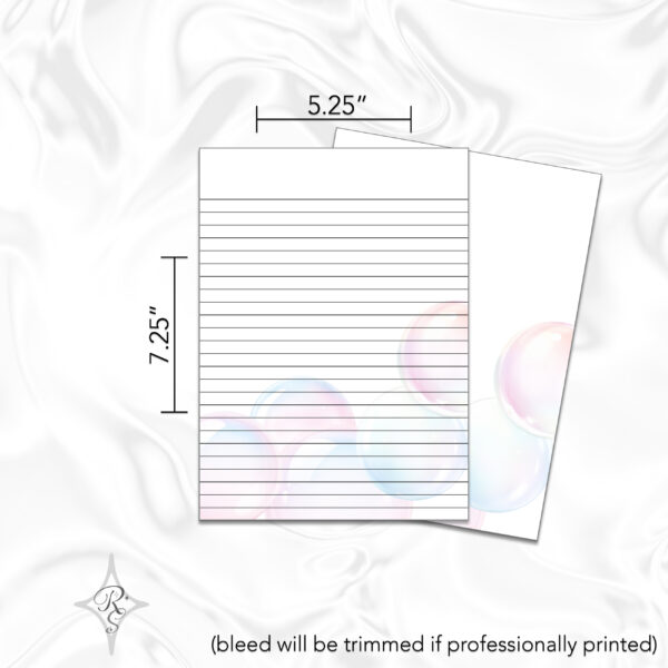 Printable Stationery Card Digital Download 5x5 5x7 7x5 6x4 4x6 8.5x11 {Bubbles} on Etsy - Image 4